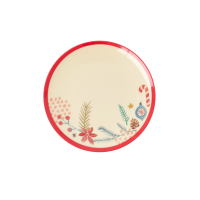 Christmas Ornament Print Small Round Melamine Plate Rice DK